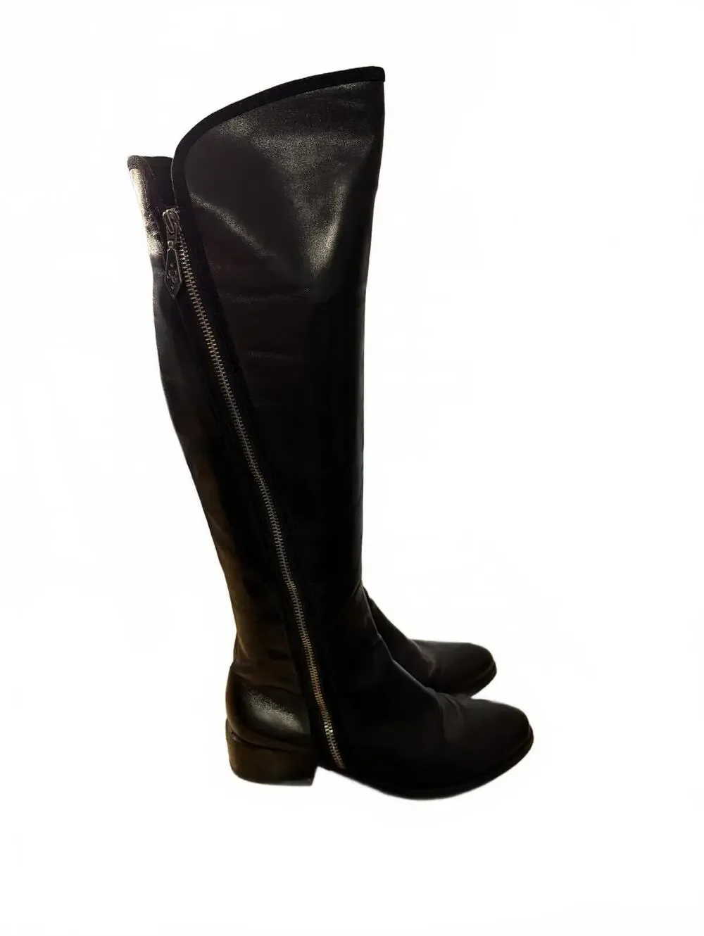 Donald J. Pliner Nova Knee High Boots Women's Sz 6 Black Leather Riding Boots